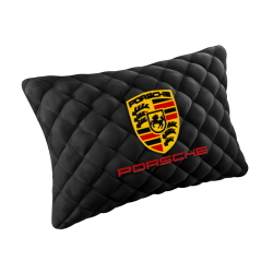 Подушка из алькантары черная с вышивкой 